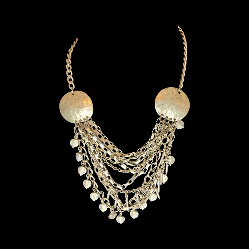 CHICO’S Distressed Bronze Tone Layered Chain Necklace - 22”